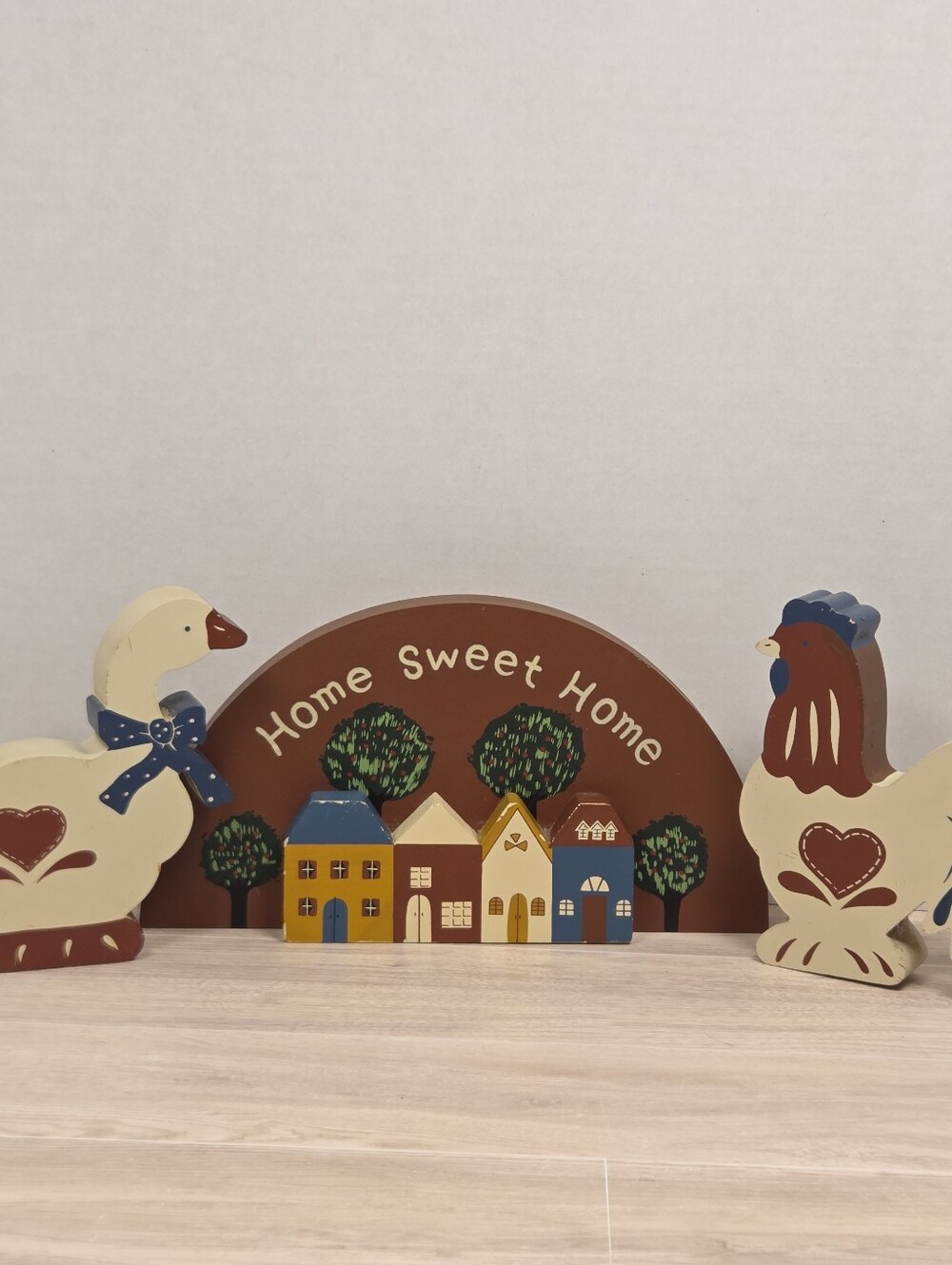 Vintage 1987 Farmhouse Set Duck & Rooster Home Sweet Home